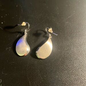 Brushed Silver Tear Drop Design Earrings